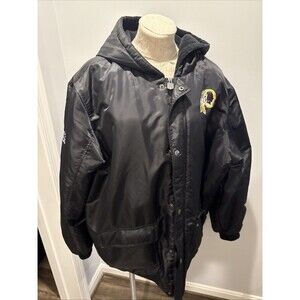 Vintage Washington Redskins Logo Jacket Proline Full Zip Hooded All Black XXL